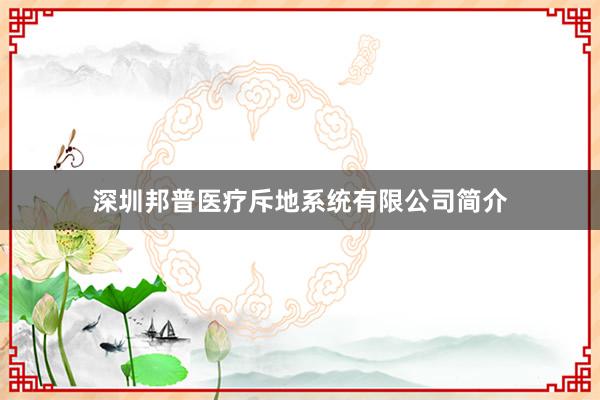深圳邦普医疗斥地系统有限公司简介